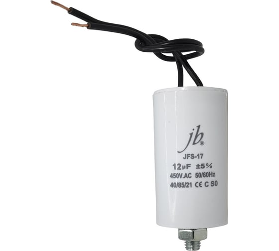 Изображение товара Конденсатор пусковой JB Capacitors 12мкФ, 450В, 35x68, JFS-17 (гибкие выводы+болт), JFS17A6126J000000B-231