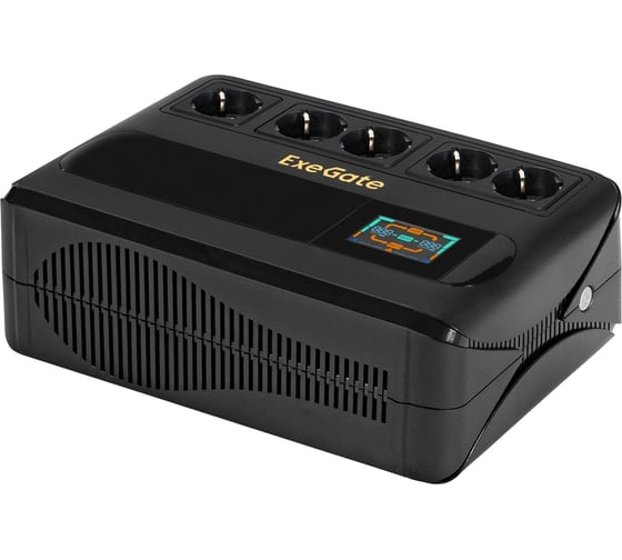 Изображение товара ИБП ExeGate NEO Smart BU-600.LCD.AVR.5SH 600VA 360W, цветной LCD-дисплей, AVR, 5*Schuko, Black 295684