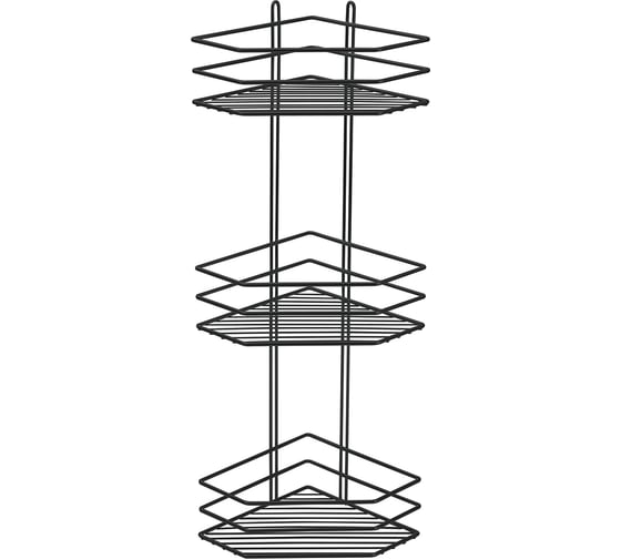 Изображение товара Полка для ванной Rosenberg 3-х ярусная, угловая, трапеция RUS-385333 Black