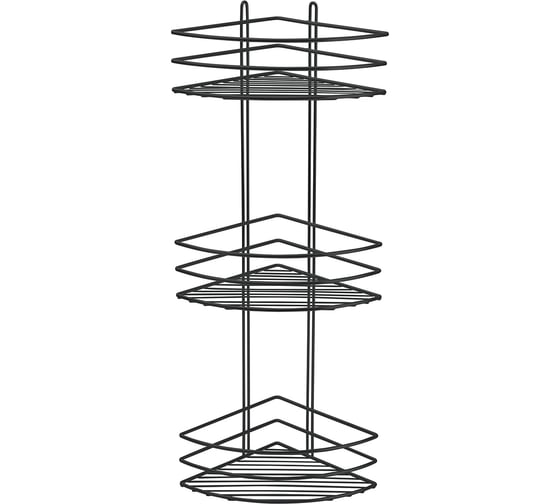 Изображение товара Полка для ванной Rosenberg 3-х ярусная, угловая, овальная RUS-385332 Black