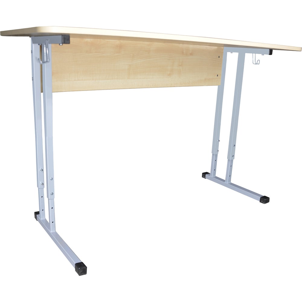 Изображение товара Стол-парта ОФИСМАГ 2-местный регулируемый Умник серый каркас ЛДСП клен 1200x500x640 мм