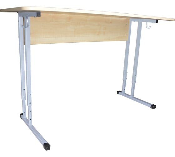 Изображение товара Стол-парта ОФИСМАГ 2-местный регулируемый Умник, 1200x500x520-640 мм, рост 2-4, серый каркас, Лдсп клён 532724