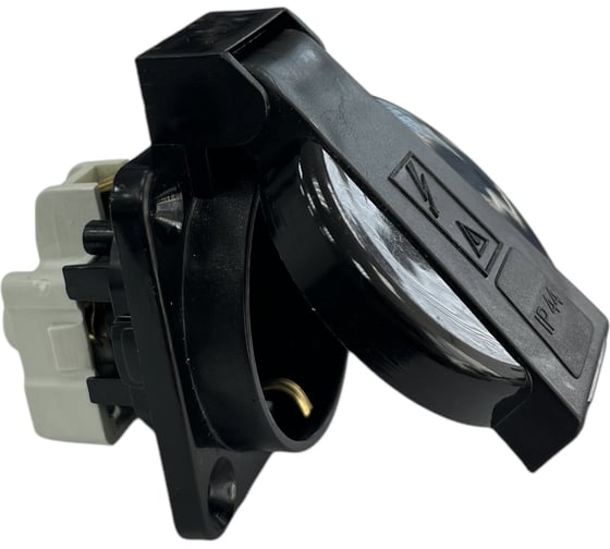 Изображение товара Розетка щитовая внешняя NVO с крышкой и заземлением 16А IP44 черная 2001-S NVO-SH-R-1PEN-16-IP44-BLACK