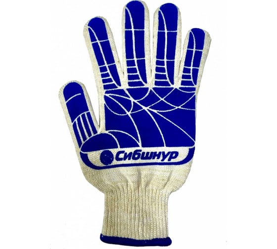 Изображение товара Перчатки ХБ с ПВХ СИБШНУР Люкс Накат белые, р9, 10 класс, 49 гр 309/9