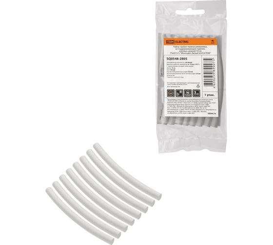 Изображение товара Набор термоусаживаемых клеевых трубок TDM ELECTRIC "Моноцвет, белый 6,4/2,0 " SQ0548-2805