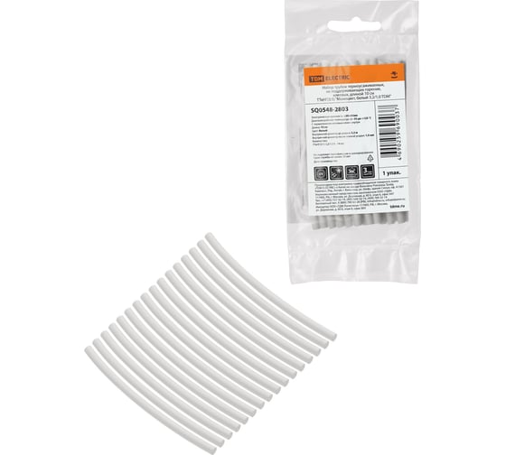 Изображение товара Набор термоусаживаемых клеевых трубок TDM ELECTRIC "Моноцвет, белый 3,2/1,0 " SQ0548-2803