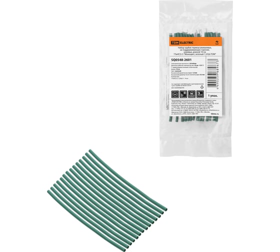 Изображение товара Термоусадочная трубка TDM ELECTRIC клеевая, набор ТТкНГ(3:1) Моноцвет, зеленый 1,5/0,6 SQ0548-2601
