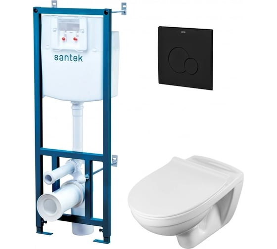 Изображение товара Подвес. унитаз с тонким сиденьем, инсталляция, панель черн. мат Santek 1.WH50.1.775 ПЭК БОРЕАЛЬ 00000134508