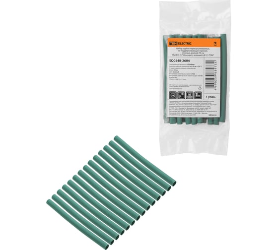 Изображение товара Набор термоусаживаемых клеевых трубок TDM ELECTRIC ТТкНГ(3:1) "Моноцвет, зеленый 4,8/1,5 " SQ0548-2604