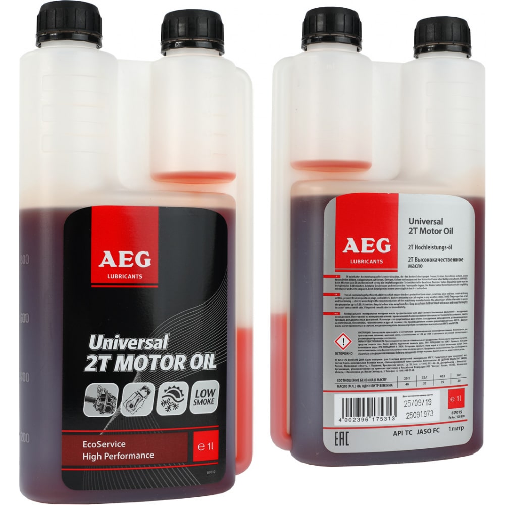 фото Масло двухтактное минеральное universal (1 л; api tc; дозаторная канистра) aeg lubricants 30744