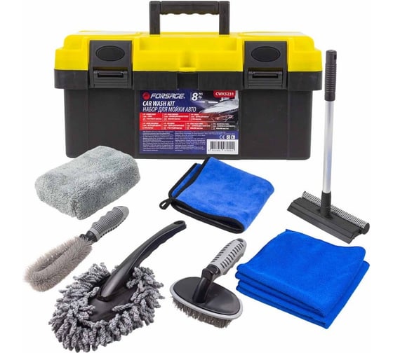 Изображение товара Набор для мойки автомобиля Forsage 8пр. (щетки, скребок, губка, салфетка) F-CWK5231(58903)