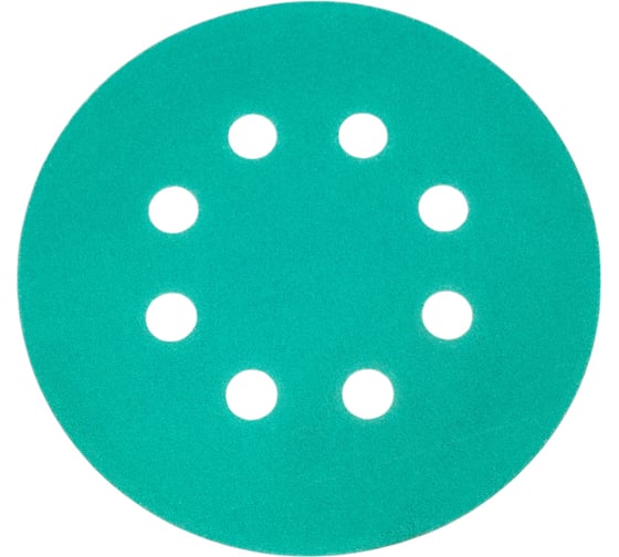 Изображение товара Диск шлифовальный Green Film на пленочной основе 8 отверстий, 125 мм, Р180, 5 шт Abraforce 181295