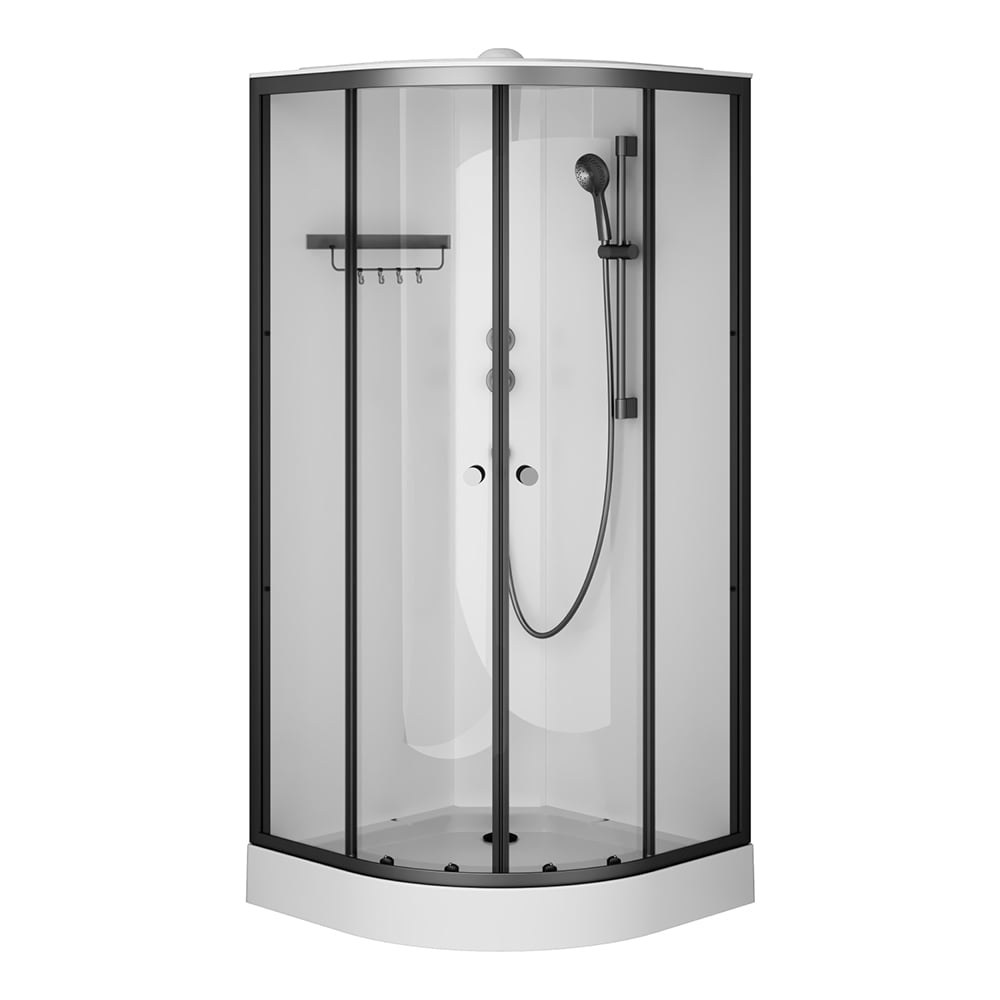 Изображение товара Душевая кабина AM.PM X-Joy 90x90, 1/4 круга, профиль матовый черный, стекло прозрачное W94C-401-090BT