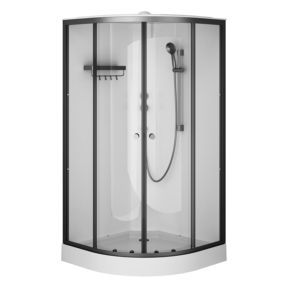 Изображение товара Душевая кабина AM.PM X-Joy 100x100 четверть круга матовый черный профиль