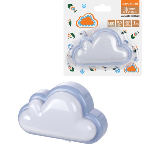 Изображение товара Ночник TDM ELECTRIC "Тучка" с выключателем, 0,5 Вт, 220 В Народный SQ0357-0051