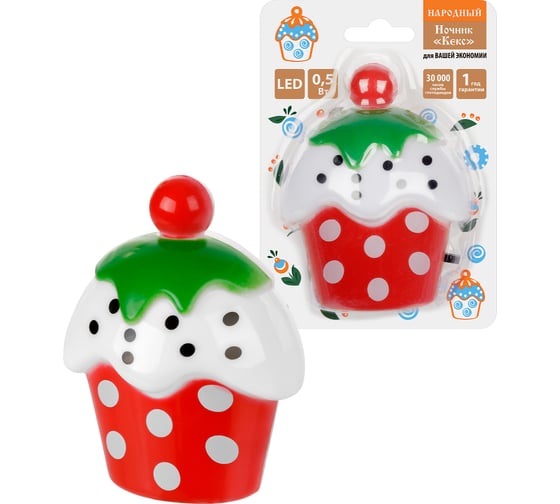 Изображение товара Ночник TDM ELECTRIC "Кекс" с выключателем, 0,5 Вт, 220 В Народный SQ0357-0056