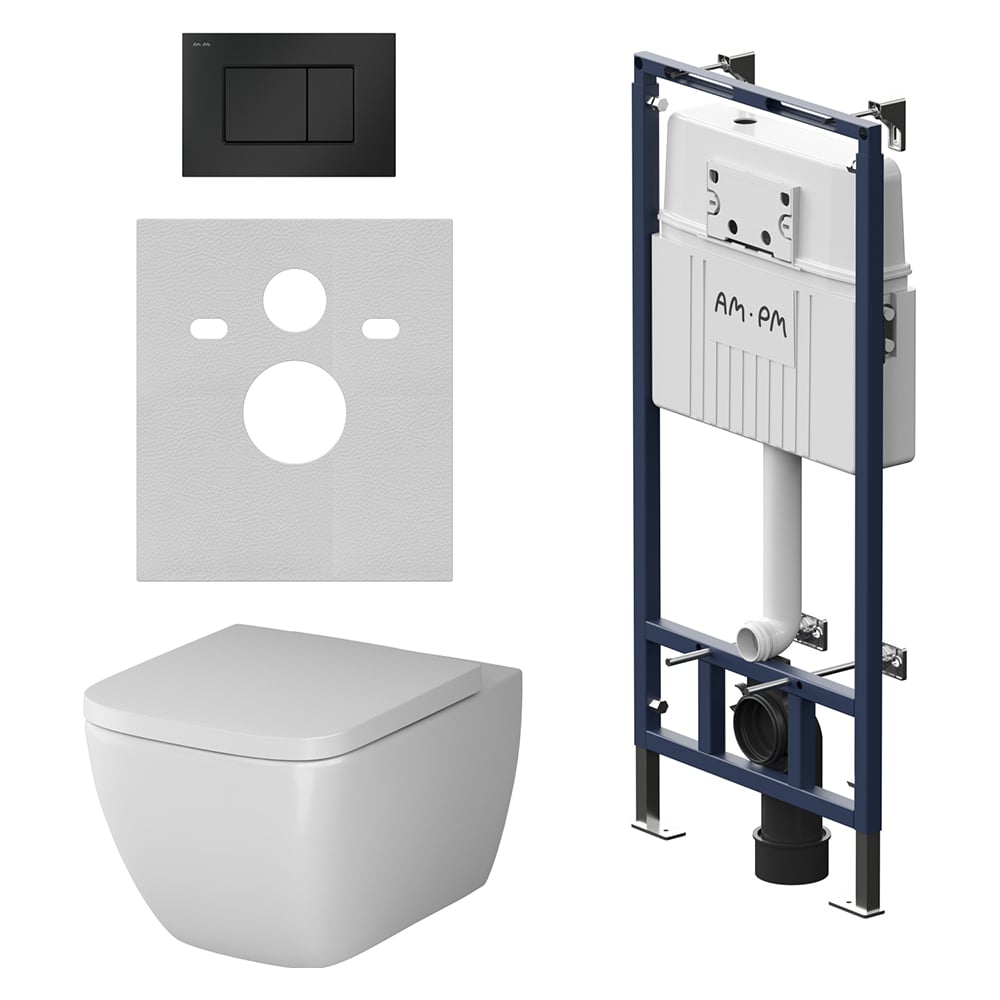 Изображение товара Инсталляция для унитаза AM.PM MasterFit с клавишей S черный матовый