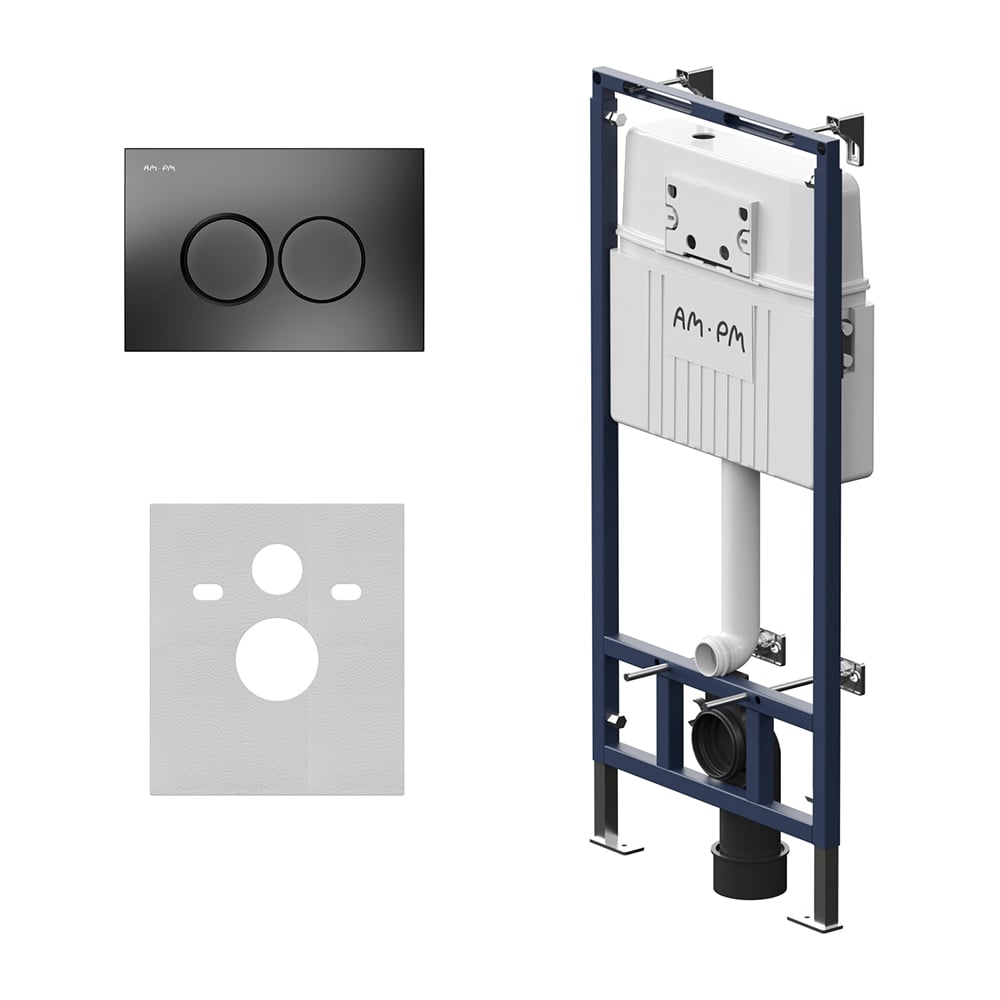 Изображение товара Инсталляция для подвесного унитаза AM.PM MasterFit ProC L матовый черный 530х150-200 мм