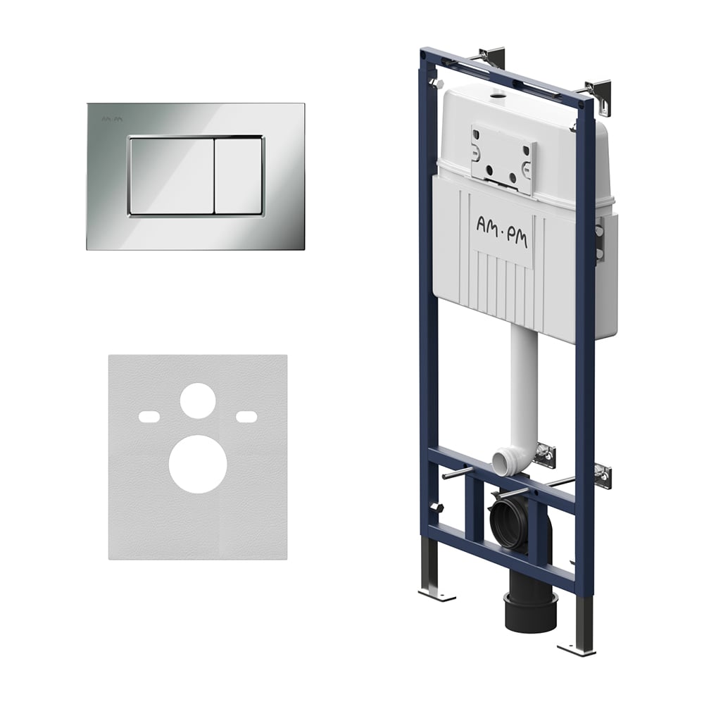 Изображение товара Инсталляция для подвесного унитаза AM.PM MasterFit с клавишей ProC S, хром глянцевый