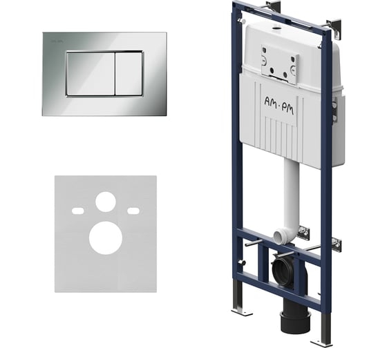 Изображение товара Инсталляция для подвесного унитаза AM.PM MasterFit с клавишей ProC S, хром глянцевый I012710.0251