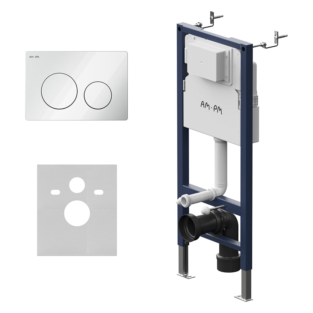 Изображение товара Инсталляция для подвесного унитаза AM.PM PrimeFit с клавишей белый глянцевый