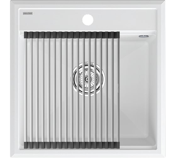 Изображение товара Мойка Paulmark STEPIA 50, IT-GRANIT + ролл-мат STEP брашированная нержавеющая сталь PM115051-WH+R375-BS