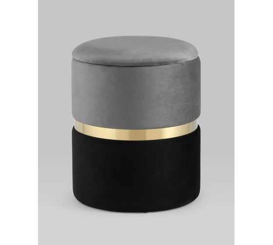 Изображение товара Пуф Стул Груп Кэрри с ящиком, велюр серо-черный 19A060VA-8167-55/70