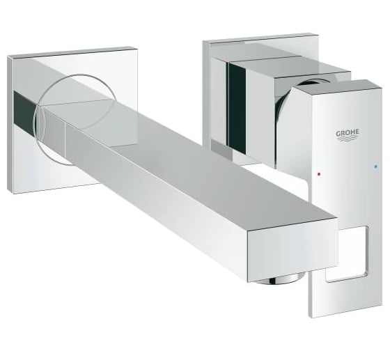 Изображение товара Смеситель для раковины Grohe Eurocube на два отверстия, вынос 230 мм, настенный монтаж 23447000