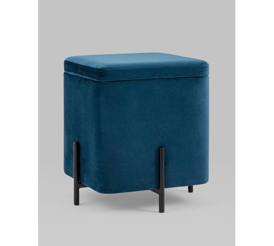 Изображение товара Пуф Стул Груп Грейс с ящиком для хранения, велюр, квадрат, синий vd-grays-kv-b29