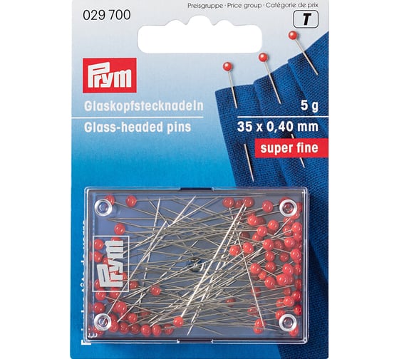 Изображение товара Иглы для закалывания PRYM "шарики", стеклянные головки, сталь, 5 г, 35 мм, красные 029700 502439