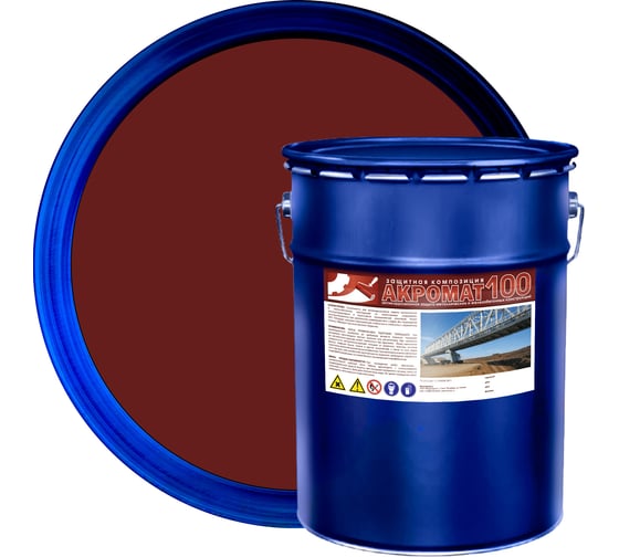 Изображение товара Антикоррозийная грунт-эмаль Акромат 100, 25 кг, кр.-коричневый 1562