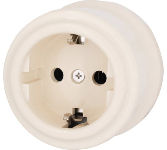 Изображение товара Розетка Bironi с заземляющим контактом, керамика, цвет песочное золото B1-101-04
