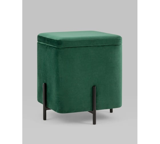 Изображение товара Пуф Стул Груп Грейс с ящиком для хранения, велюр, квадрат, зеленый vd-grays-kv-b19