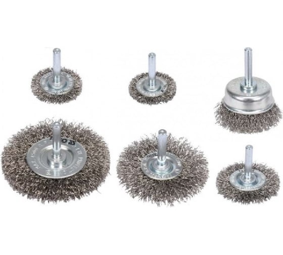 Изображение товара Набор корщеток 6 шт, 2x37, 50, 62, 75 мм, сталь HOEGERT TECHNIK HT7D744