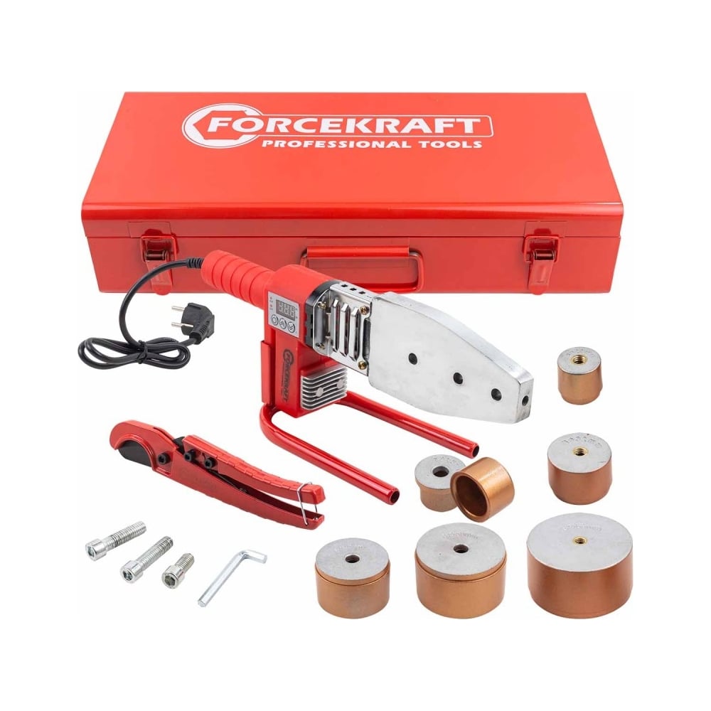 Изображение товара Аппарат для сварки полимерных труб Forcekraft 1000W с 6 насадками