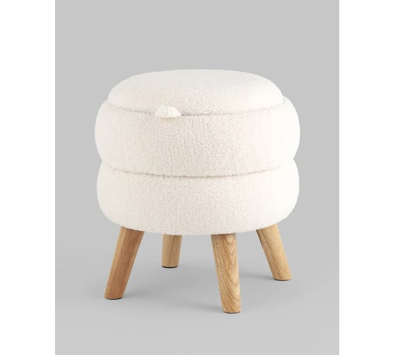 Изображение товара Пуф Стул Груп Винни S с ящиком, тедди, белый 22A1317 HY-3