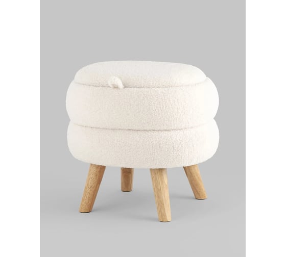 Изображение товара Пуф Стул Груп Винни M с ящиком, тедди, белый 22A1327 HY-3