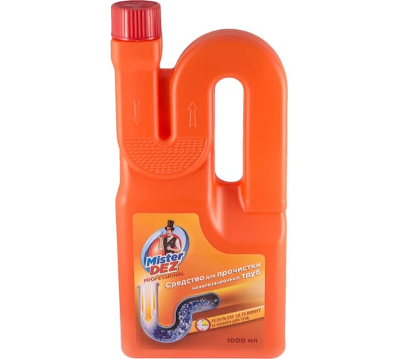 Изображение товара Средство для чистки канализационных труб Mister Dez PROFESSIONAL с дезинфицирующим эффектом, 1 л 1060