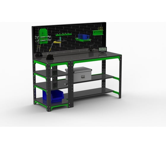 Изображение товара Стол металлический ООО Металекс Metalex KIT 750x1400x500, с боковыми полками и перфопанелью 201086