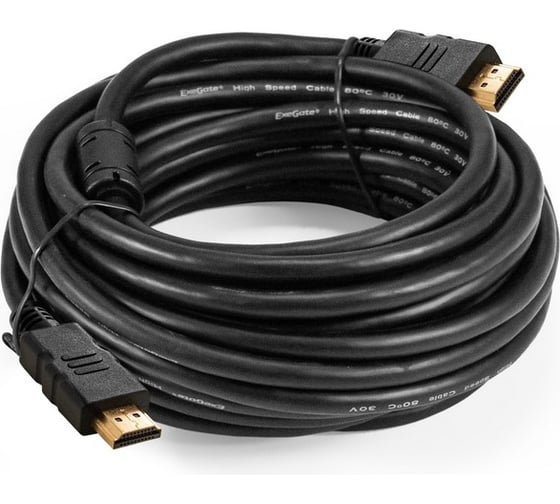 Изображение товара Кабель ExeGate HDMI EX-CC-HDMI-10.0F 19M 19M, 10м, v1.4b, ферритовые кольца, позолоченные контакты 294693