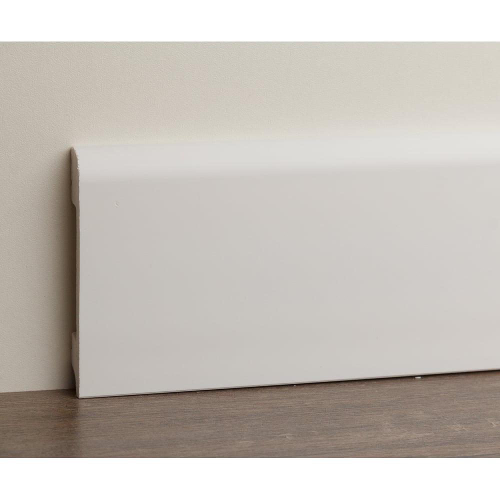 Изображение товара Плинтус UHD POLYMER 1 UHD 05/80 белый под покраску, влагостойкий, монтаж жидкими гвоздями