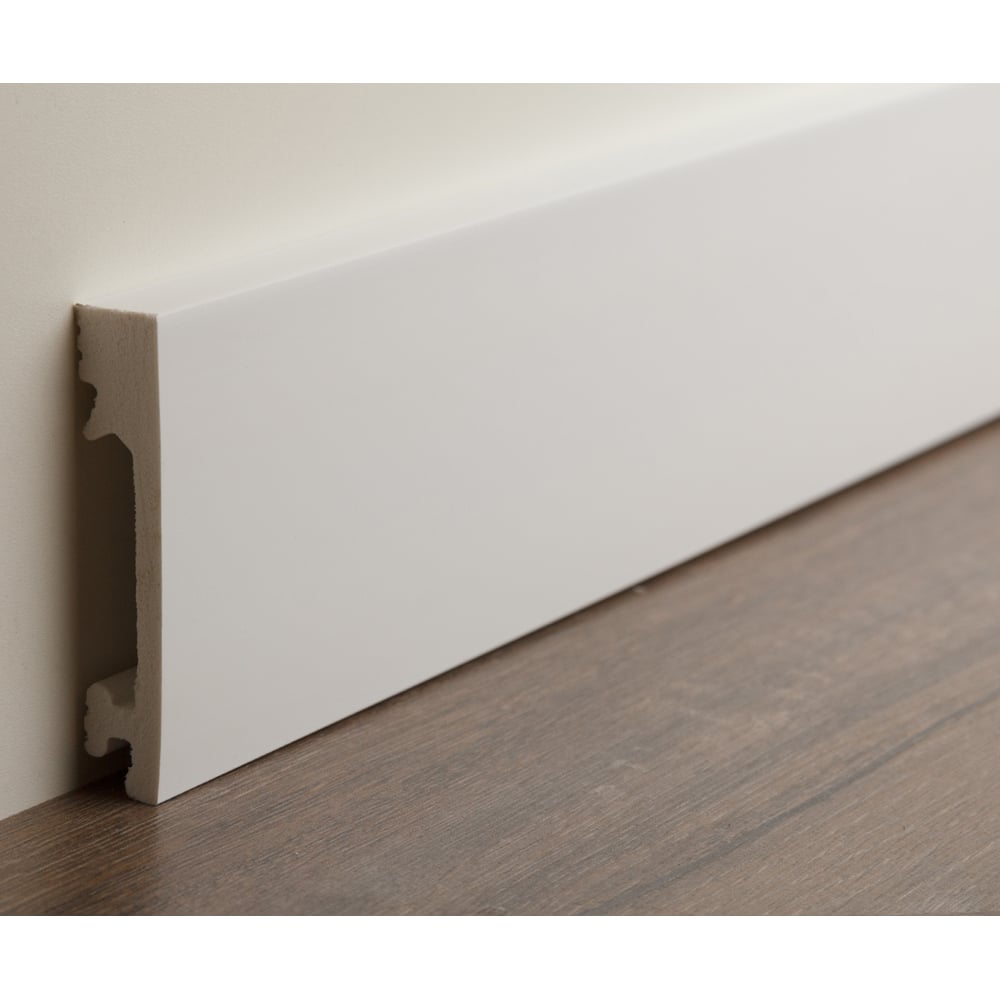 Изображение товара Плинтус UHD POLYMER 1 UHD 19/80С 80x15x2000 белый для покраски и влагостойкий