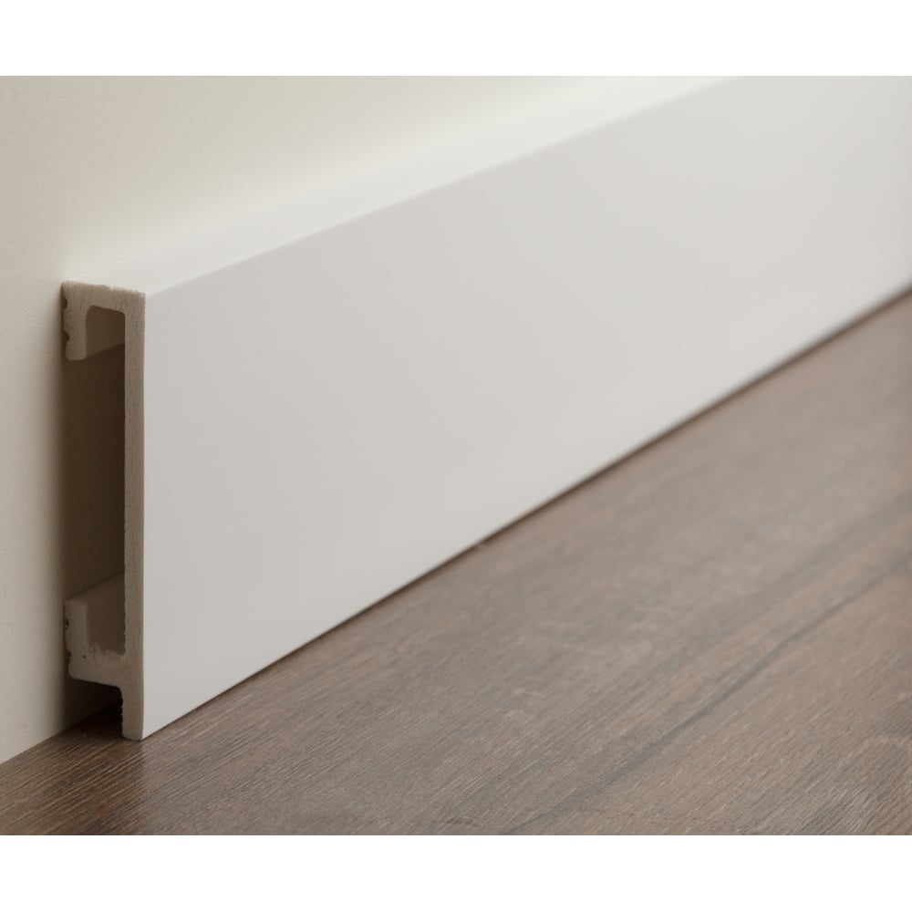 Изображение товара Плинтус UHD POLYMER 46/80 белый влагостойкий для покраски 2000 мм