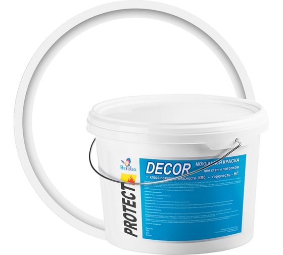 Изображение товара Моющаяся негорючая краска Мицар Protect Decor КМ0, 15 кг, белый УТ000005552