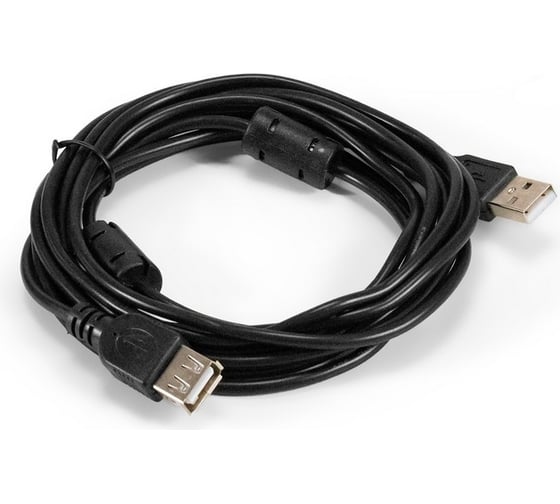 Изображение товара Удлинитель ExeGate USB 2.0 EX-CCF-USB2-AMAF-3.0F Am Af, позолоченные контакты, ферритовые кольца, 3м 294763