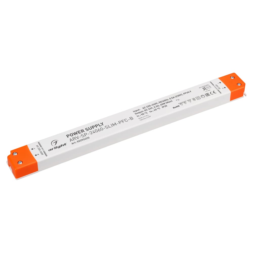 Изображение товара Блок питания Arlight ARV-SP-24060-SLIM-PFC-B 60 Вт для светодиодов