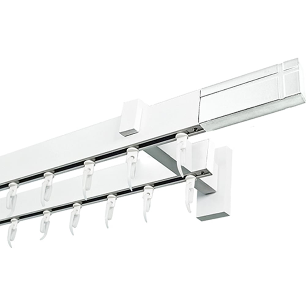 Изображение товара Карниз для штор двухрядный Хай Тек Кросс белый 2,15 м