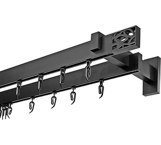 Изображение товара Карниз для штор двухрядный Хай Тек, Твист, черный, 300 см арт. Эскар 4217300
