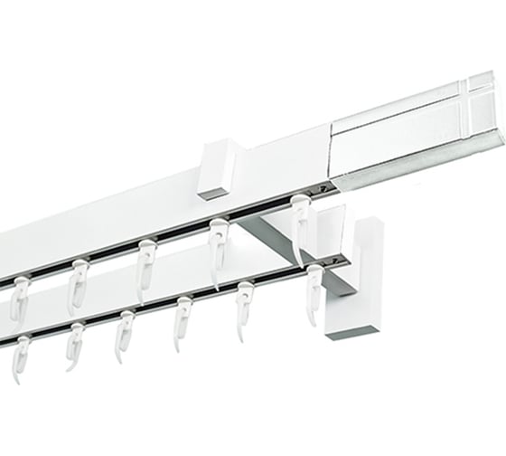 Изображение товара Карниз для штор двухрядный Хай Тек, Кросс, белый, 340 см арт. Эскар 4212340