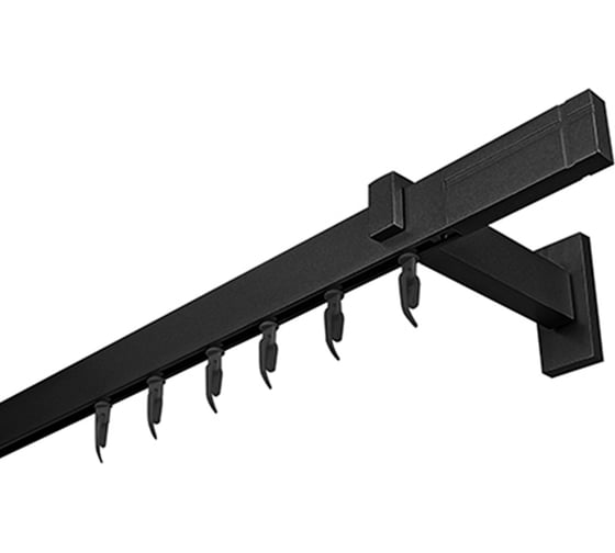 Изображение товара Карниз для штор однорядный Хай Тек, Кросс, черный, 200 см арт. Эскар 4114200